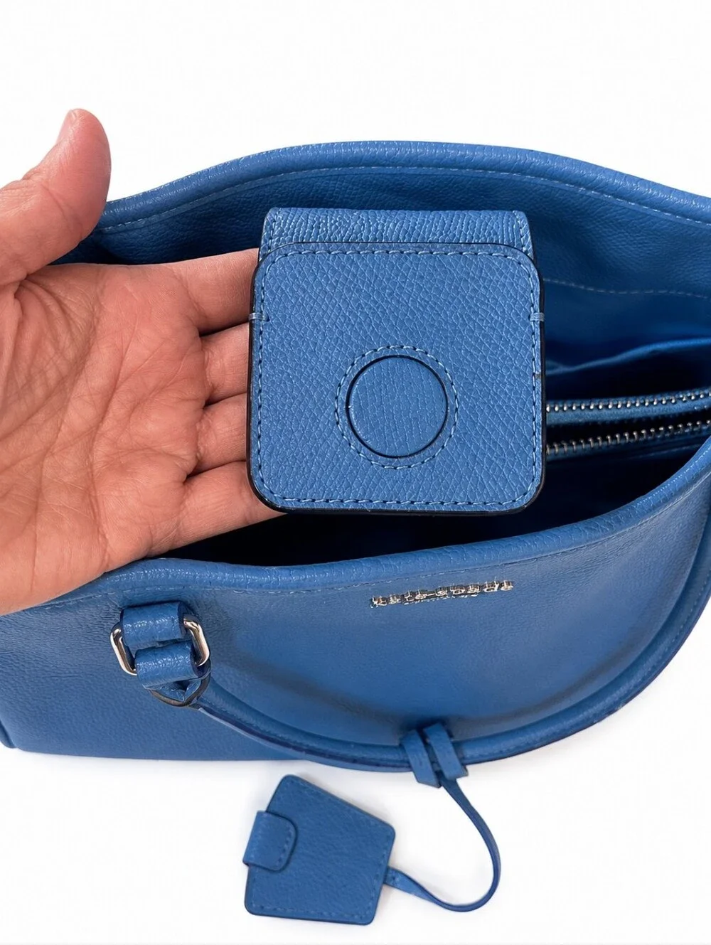 COACH Margot Blue Pebbled Leather Crossbody/Satchel